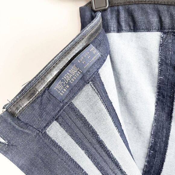 Zara Basic Denim Couture Womens Knee Length Dress Strapless Blue Wash Medium - Picture 4 of 7